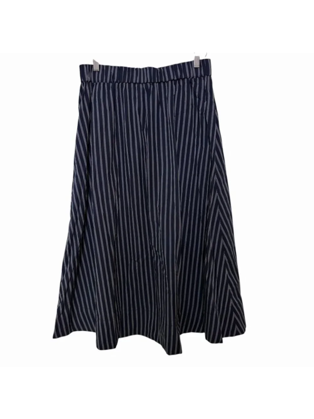 Ellen Tracy Navy Striped Pull On Maxi Skirt Size Medium